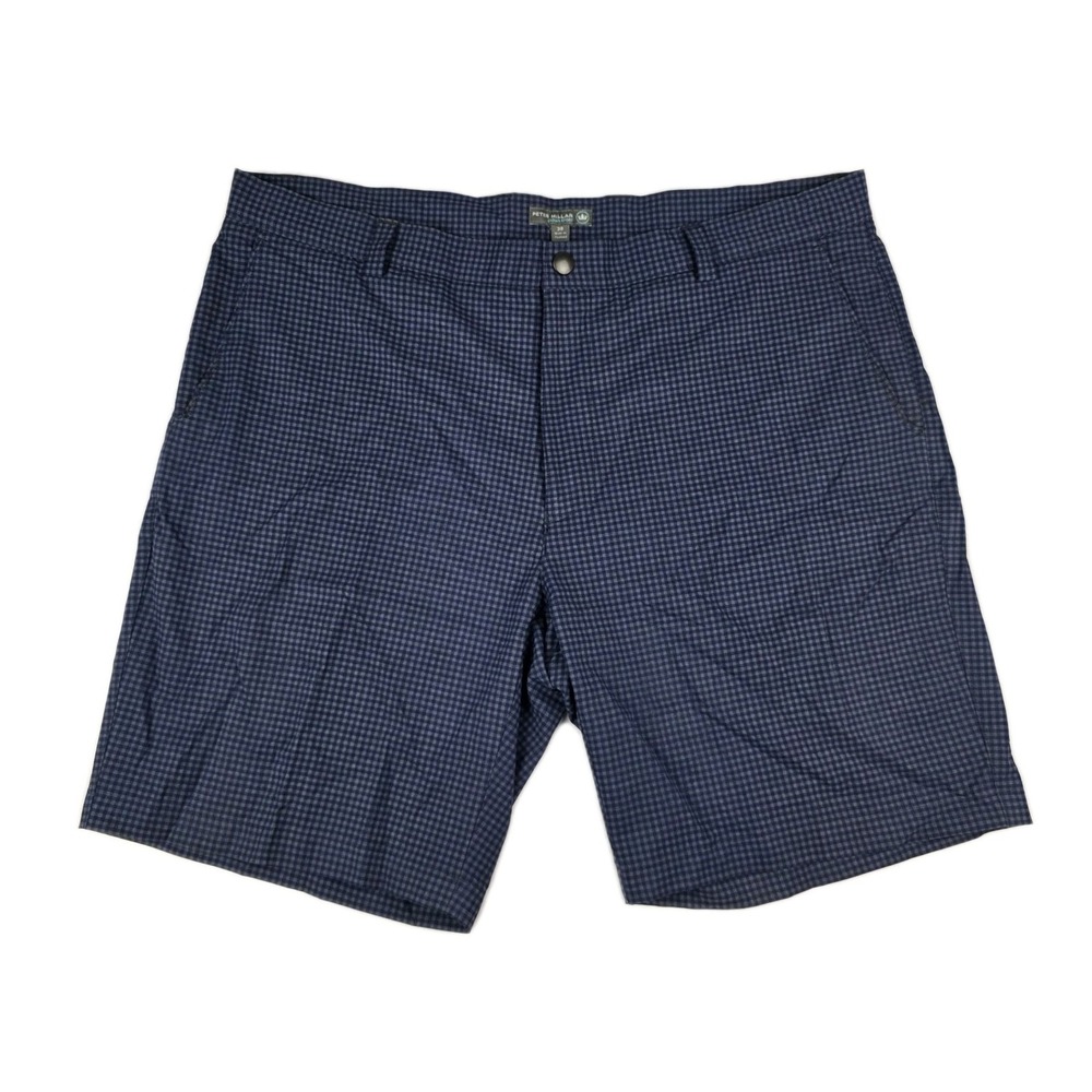 Peter Millar Crown Sport Shorts Men's 38x9 Blue Plaid Performance Golf Stretch